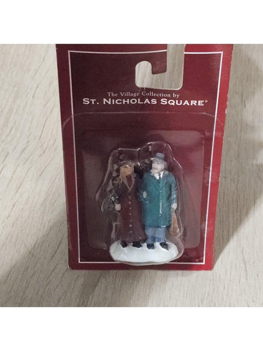 St. Nicholas Square Christmas Village Couple Walking Shopping Evening Stroll #